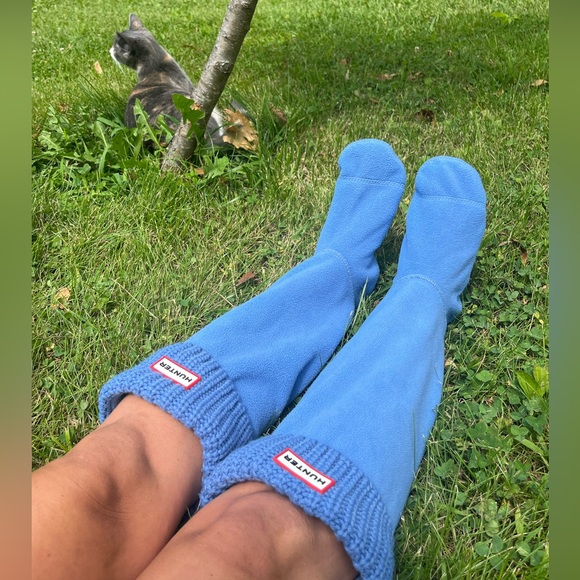 Hunter Boot Liner Socks Women’s Blue Fleece Warm for Winter! - Picture 6 of 10